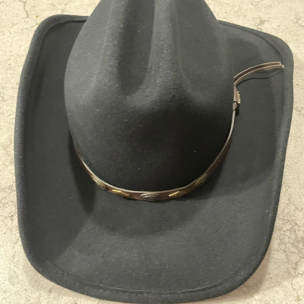 Scala Charcoal Cowboy Hat with Leather Band